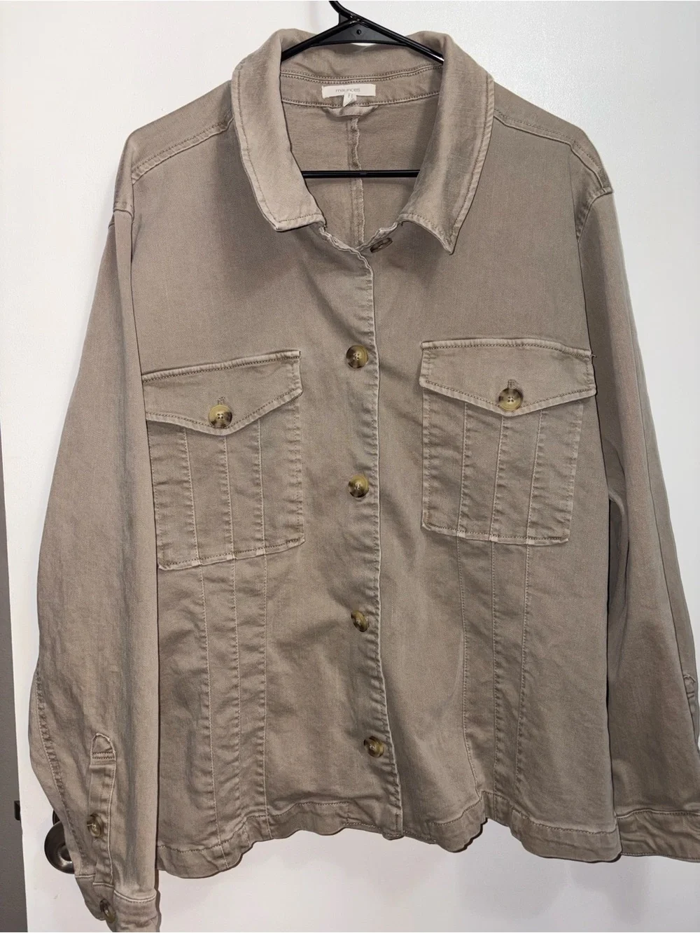 Maurices Light Taupe Button-Front Utility Jacket